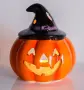Декоративна керамична поставка за чаена свещ за Halloween, във формата на тиква, снимка 1