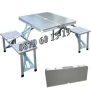 Сгъваема маса с 4 стола тип куфар за къмпинг и риболов, алуминиева, снимка 2