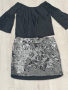 Паетна пола с блузка размер S, снимка 1 - Поли - 44634795