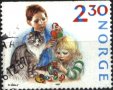 Клеймована марка Деца, Фауна Котка 1987 от Норвегия, снимка 1 - Филателия - 37726459