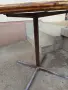 Кръгла маса с масивен дървен плот и метална основа, снимка 3