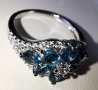 Елегантен сребърен 925 пръстен с родиево покритие и Натурални London Blue Топази и Циркони!, снимка 6