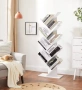   Vasagle 8-етажен дървен рафт за Книги, CD-та във формата на дърво за хол, офис, бял, снимка 1