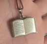 Старининен сребърен амулет с Aллах и текст от Корана и синджирче носете  бог религия коран, снимка 2