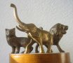 котка и лъв метал бронз месинг фигура статуетка , снимка 1