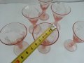 Антикварни чашки  за ракия цветно розово стъкло, снимка 3