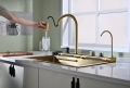 Златна мултифункционална кухненска мивка с регулируем двоен водопад, снимка 7