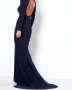 Разкошна дълга рокля в тъмно син цвят с шлейф и гол гръб, снимка 2