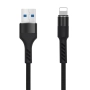 Кабел USB - Lightning, Maxlife MXUC-01 1м в кутия 2A плетен с подсилени конектори, за iPhone, Черен , снимка 2
