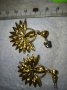 ЧИФТ СТАРИ ВИНТИДЖ АРТ ПОЗЛАТЕНИ КРИСТАЛИ ФЛОРАЛНИ ОБЕЦИ 28531, снимка 8