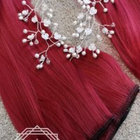 Натурални Екстеншъни Комплект от 200 грама Коса / 60 см, Цвят - #39  Малиново Червен КОД С137, снимка 6 - Аксесоари за коса - 32041224