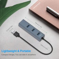 USB 3.0 хъб, TechRise 3-портов USB хъб за данни с 10/100/1000Mbps Gigabit Ethernet адаптер, снимка 6 - Мрежови адаптери - 35471261