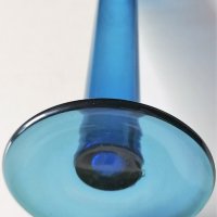 маркирана Handmade синя стъкло ваза, снимка 4 - Вази - 32164882