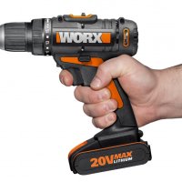 Акумулаторен Винтоверт Бормашина WORX 20V 2 батерии Зарядно Чанта, снимка 4 - Винтоверти - 30158835