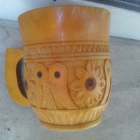 Дървена чаша с дърворезба стелизирани цветя , снимка 5 - Други ценни предмети - 37406916