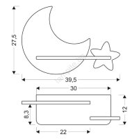 LED Детска лампа с рафтче Луна и звезда, снимка 9 - Лампи за стена - 42402220