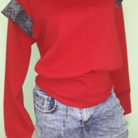модерна дамска блузка в червен цвят, в три размера, снимка 3 - Други - 42493765
