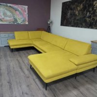 Жълт П образен ъглов диван от плат Dieter Knoll ZE-EM20075, снимка 7 - Дивани и мека мебел - 44244515