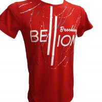 Червена мъжка тениска с пъстър акцент, снимка 2 - Тениски - 37043930