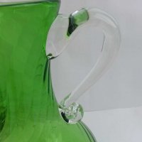 Стара стъклена кана цветно зелено стъкло, снимка 3 - Антикварни и старинни предмети - 29570816
