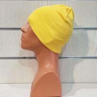 Нова мъжка зимна шапка с подгъв в жълт цвят, снимка 3 - Шапки - 39325389