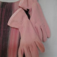 Розова феерия / комплект от ангорско бомбе, шал с топки от естествена заешка кожа, снимка 7 - Шапки - 30288888