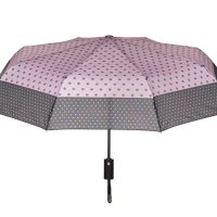 Автоматичен чадър за дъжд, розово, черен дизайн, кръгове, 29 см, снимка 2 - Други - 42876443