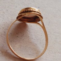 Златен 18к пръстен с камея , снимка 5 - Пръстени - 44478387