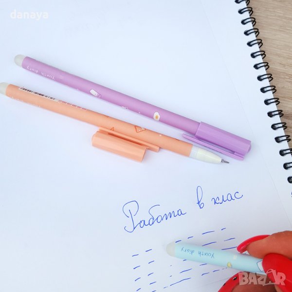 3030 Изтриващ се син химикал с гума, с принт на детски мотиви, снимка 1