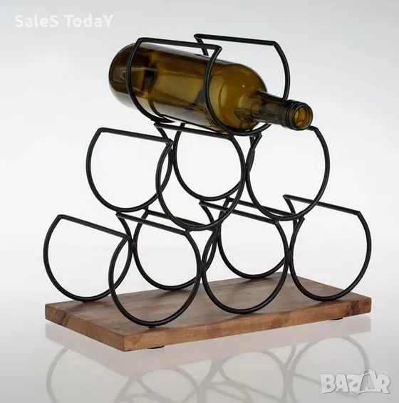 Поставка за Вино, Стойка бутилки, Метална, 6 места, 30x16.5x29см , снимка 1