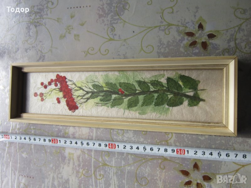 Стара рисувана картина цветя , снимка 1