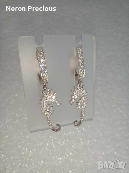 Сребърни обеци водни кончета, снимка 1