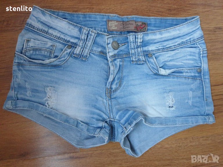 MISS TWO Jeans къси дънки с накъсан ефект ХS, снимка 1