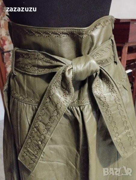 ЗА ЦЕНИТЕЛИ Естествена кожа, бохо стил, цвят зелен, снимка 1