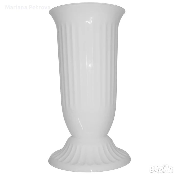 Пластмасова ваза за цветя - бяла, снимка 1
