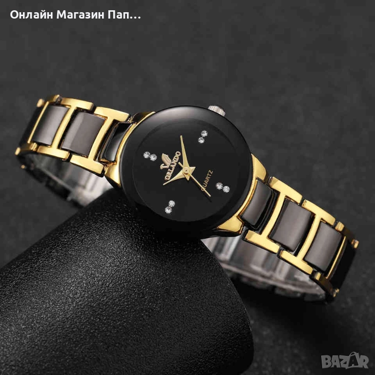 ORLANDO дамски кварцов часовник 26мм черно-златен дизайн, снимка 1