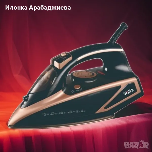 Ютия Voltz, 3000W, 420мл., Керамична плоча, Черна със златно, снимка 1