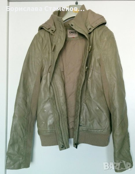 Зелено кожено яке ONLY, снимка 1