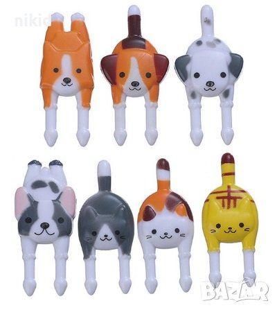 7 куче коте клечки топери очи очички за забождане на хапки мъфини плодове вилички забава за децата, снимка 1