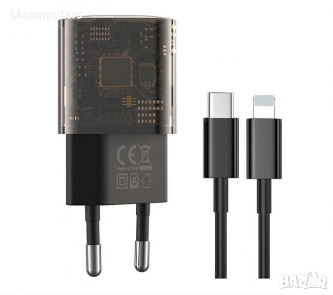 Зарядно/Адаптер 220V / XO-CE05 / PD 30W, USB QC 3.0 18W + Type-C - Lightning Кабел / Черен / Баркод , снимка 1