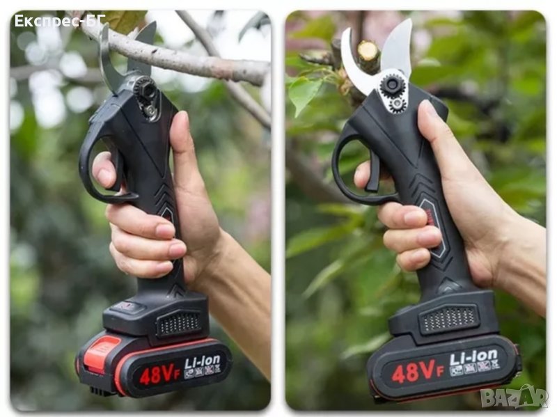 Градинска акумулаторна лозарска ножица 48V/5Ah с 2 батерии и куфар, снимка 1