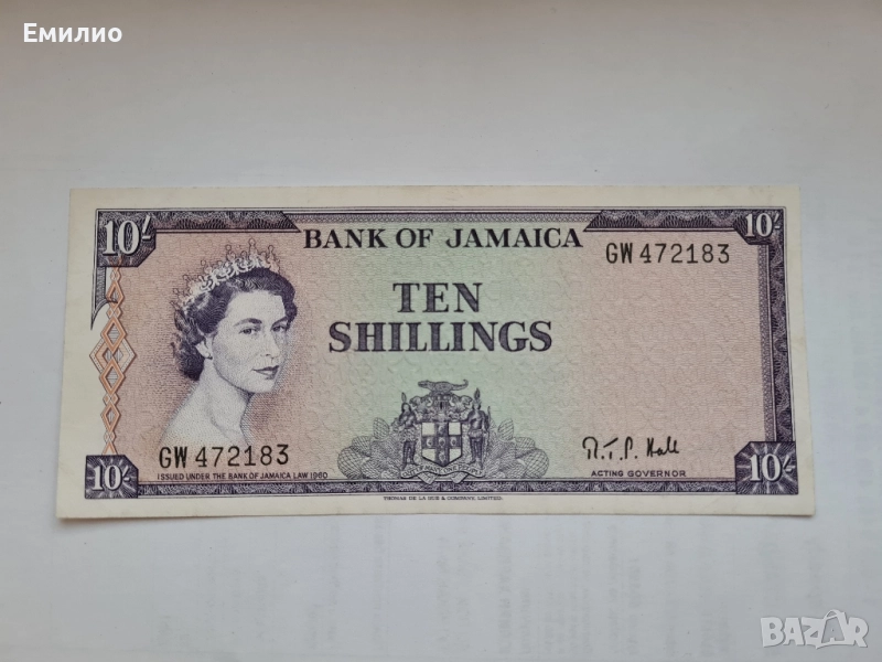 JAMAICA 🇯🇲 10 SHILLINGS 1964 XF-AUNC , снимка 1
