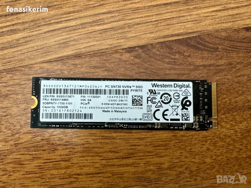 НОВО 1000GB 1TB SSD NVMe 2280 PCIe M2 Western Digital SN730, снимка 1