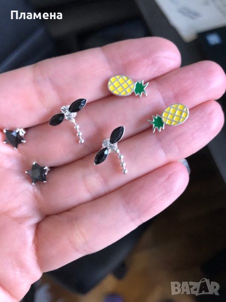 Обеци сребро проба 925 - ананаси, водни кончета, звезда, снимка 1