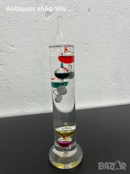 Галилеев термометър с цветни стъклени колби. №4741, снимка 1