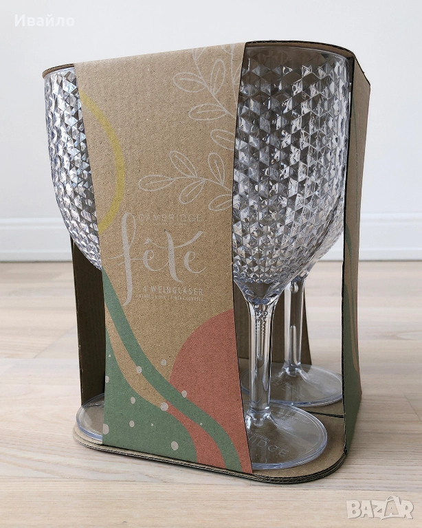 Елегантни универсални пластмасови чаши, имитация на стъкло - 4 бр., снимка 1