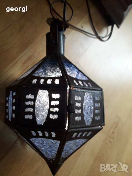 Ретро метален витражен електрически фенер   17/2, снимка 1