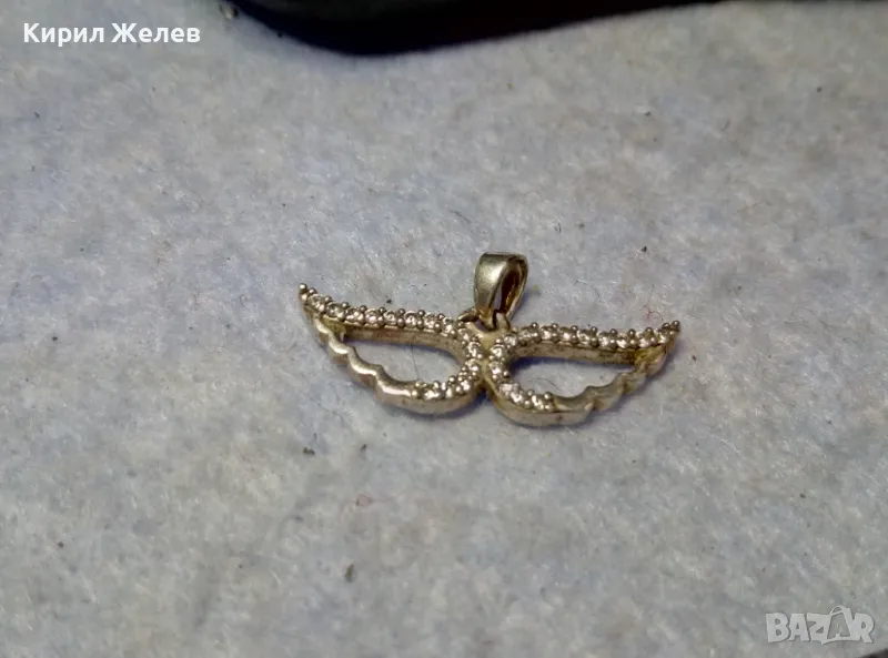 ДОМИНО МАСКА СКЪПОЦЕННА СРЕБЪРНА ВИСУЛКА СРЕБРО 925 с БЯЛА ПОЗЛАТА и ЦИРКОНИ АРТ МЕДАЛЬОН 47284, снимка 1