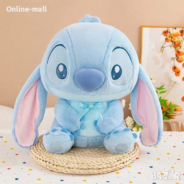 Плюшена играчка Стич Син, 30 см, Плюшен Стич с панделка, снимка 1