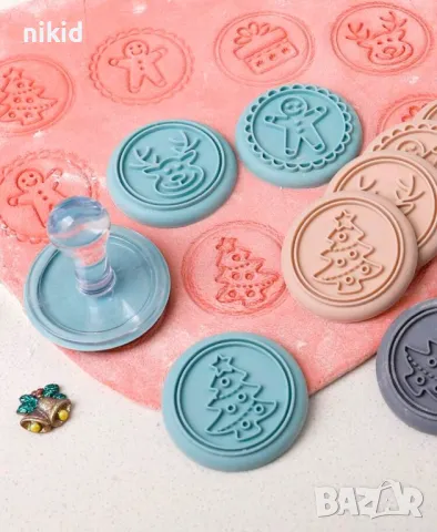 4 бр коледни печати коледен печат силиконови за тесто сладки фондан бисквитки, снимка 3 - Форми - 48083260